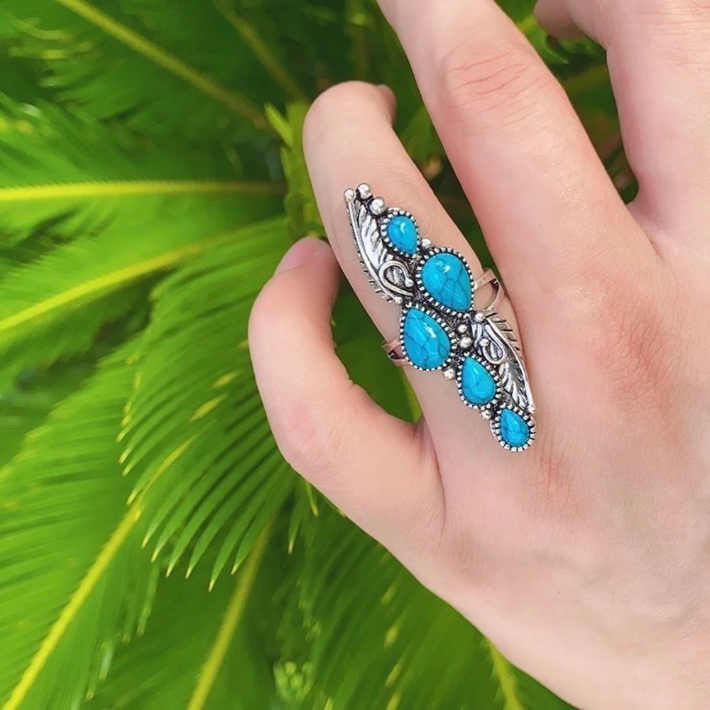 🌵4/$30 New Vintage-Inspired Turquoise Ring - Picture 2 of 3